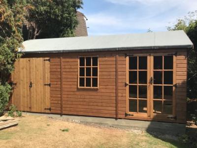 6.0m x 3.0m (20' x 10') Garden Room without verandah - Note optional solid doors and internal partition